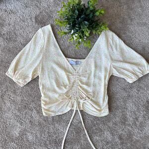 NWT Sophie Rue Floral Print Ruched Front Spring Crop Top Size: Small